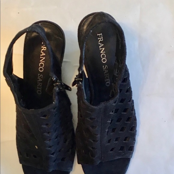 Franco Sarto Suede Vintage Black Wedge 7 New 3.5” - Picture 7 of 7